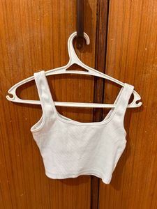 Ribbed White Crop Tank Top