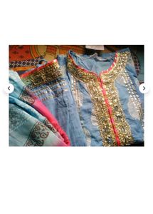 Blue Coloured Pure Cotton Kurta Set