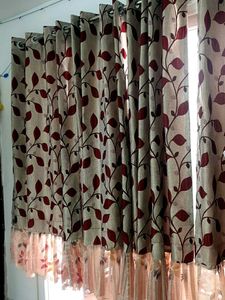 Elegant Leaf Print Curtains set 4