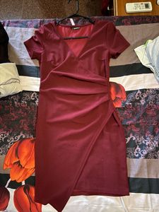 Burgundy Wrap Mini Dress, small size