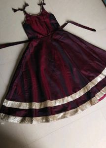 Maroon gown with Gold Border