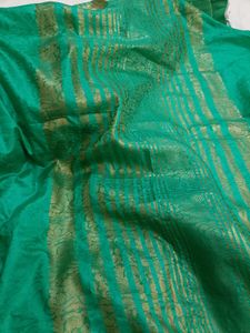 Green Banarasi Saree with free