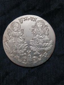 Laxmi Ganesh Silver coat Plated Coin