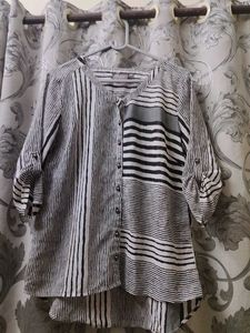Chic Striped Button-Up Blouse