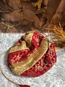 Red & Gold Ethnic Potli Bag