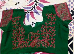 Royal Green Designer Saree with Embroidered Blouse