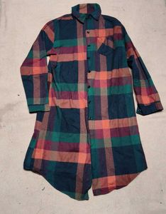 Comfy Plaid Longline Shirt Dress