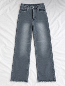 Grey Straight Leg Denim Jeans