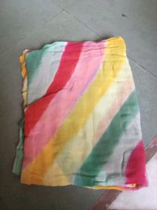 Vibrant Red Bandhani Saree with Golden Border