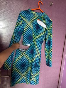 Bold Print Cut-Out Mini Dress