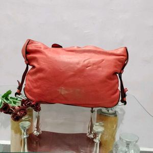 Chic Coral Leather Shoulder Bag