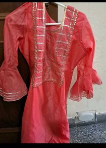 Beautiful Coral Kurta with pant and dupatta