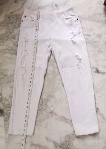 White denim cotton Ripped Jeans for girls/women
