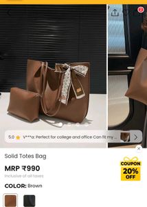 Stylish savana Brown Tote Bag with Pouch