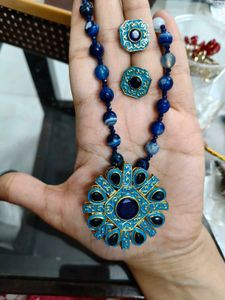 Elegant Blue Beaded Jewelry Set