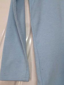 Light Blue Ribbed turtleneck Top