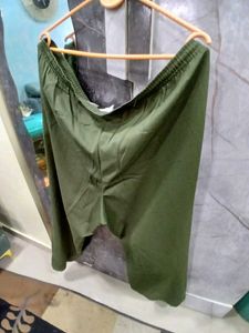 Olive Green Lounge Shorts With Pocket