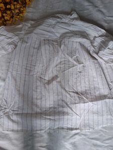 Striped Button-Up Shirt with Tie Detail
