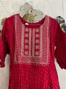 Vibrant Red Embroidered Kurta