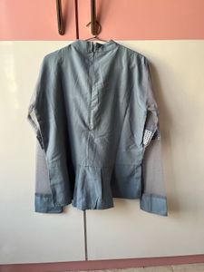 Elegant Gray Tie-Neck Blouse