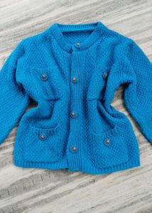Blue Knit tweed Cardigan jacket with Button D