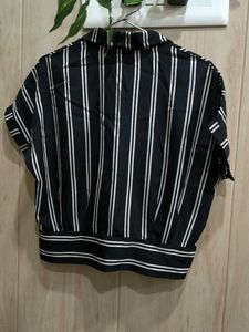 Striped High Neck Top