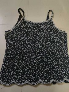 Y2K Inspired Beaded Black Camisole Top