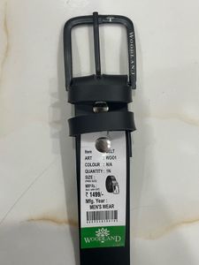 Woodland Men's Black Leather Belt