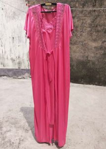 Elegant Pink Maxi Nightgown