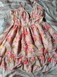 Pink Floral Ruffle Mini Dress