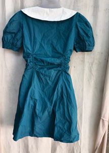 I. Teal Blue Dress with White Collar
