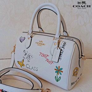 COACH* *WHITE CHALK SKETCH PRINT ROWAN SATCHEL BAG