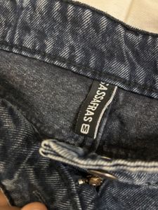 Gray wash Crossover belt Wide Leg Denim Jeans