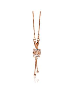 Rose Gold-Tone Crystal Tassel Necklace