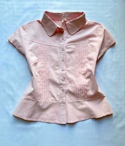 Chic Pink Pleated Short Sleeve Top