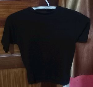 Ribbed Black Crop Top