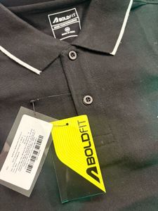 Men's Black Polo T-Shirt with White Trim