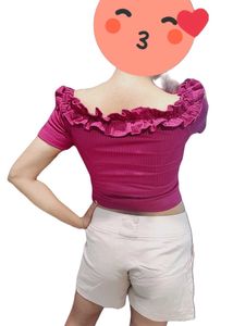 ✨Combo Offer: Chic Ruffle Crop Top + Pink Shorts