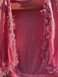Chic Pink Lace Trim Bolero Jacket
