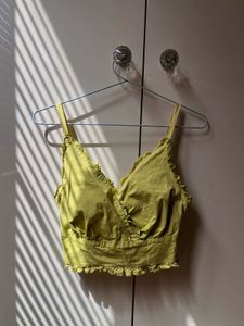 Chic Lime Green Cami Top with Ruffle Detail
