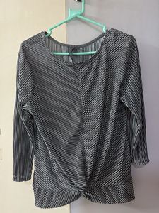 Chic Striped Twist-Front Tunic