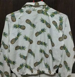 Pineapple Print White Button-Up Shirt