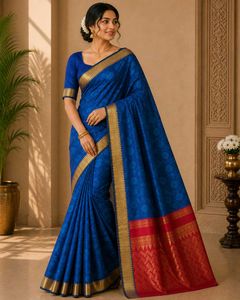 Blue Silk Saree with ready blouse