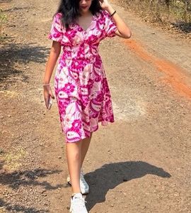 RIO Chic Pink Floral Midi Dress