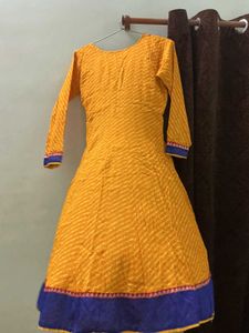Yellow Printed anarkali