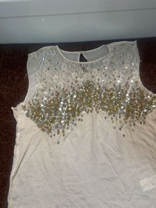 Sparkly Sequin Embellished CreamfreebieTop