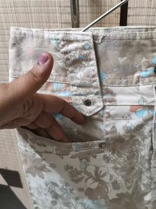 Floral Beige Short Skirt
