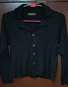 Classic Black Knit Cardigan Sweater