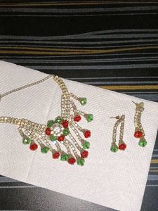 Rhinestone Necklace & Earrings Set