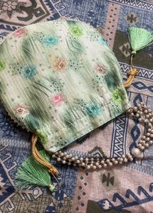 Floral Potli Bag with Pearl Details
